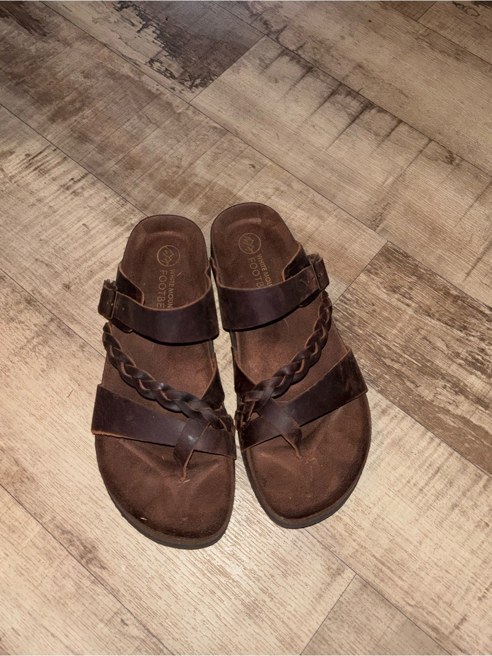 White Mountain Brown Braided Slide Sandals